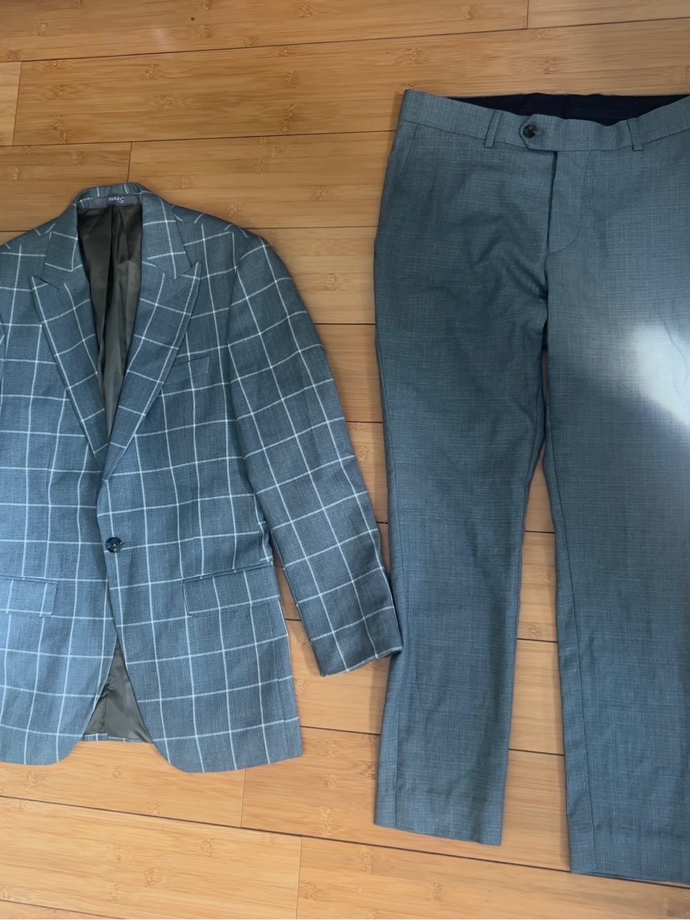 Marc Enzo Turkey Men 46 Sport Coat Blazer Blue Gray Checked Windowpane Drop 6
